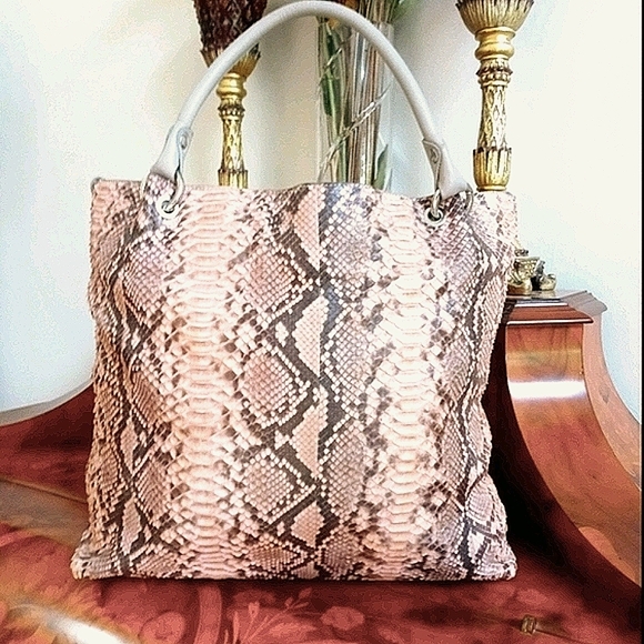 UNBELIEVABLE PYTHON SNAKESKIN GENUINE! tote bag - Picture 6 of 9